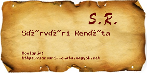 Sárvári Renáta névjegykártya